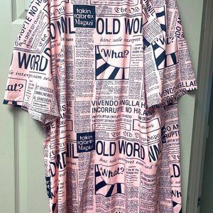 Plus Size Newspaper Dress Cute Pink